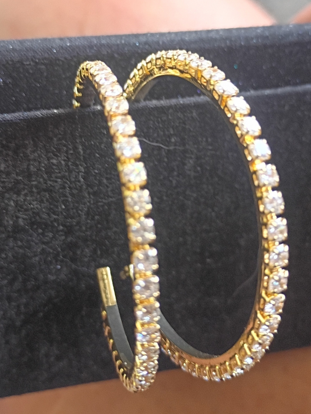 Gold Over S925 Crystal Hoop Earrings - Women Jewelry